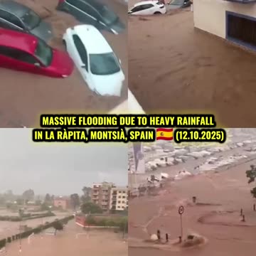🌊Massive flooding due to heavy rainfall in La Ràpita, Montsià, Spain 🇪🇸 (12.10.2025)