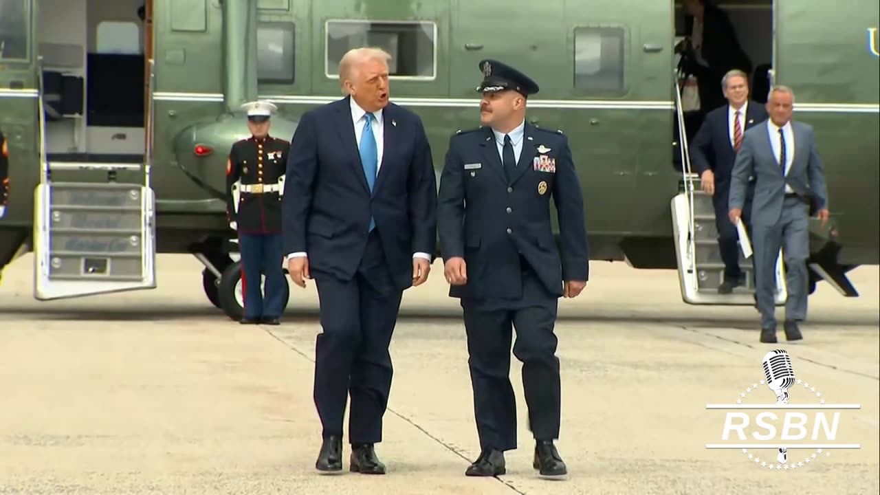 WATCH: President Trump and Robert Kennedy Jr depart aboard AF1 on the way to PBI - 3/28/25