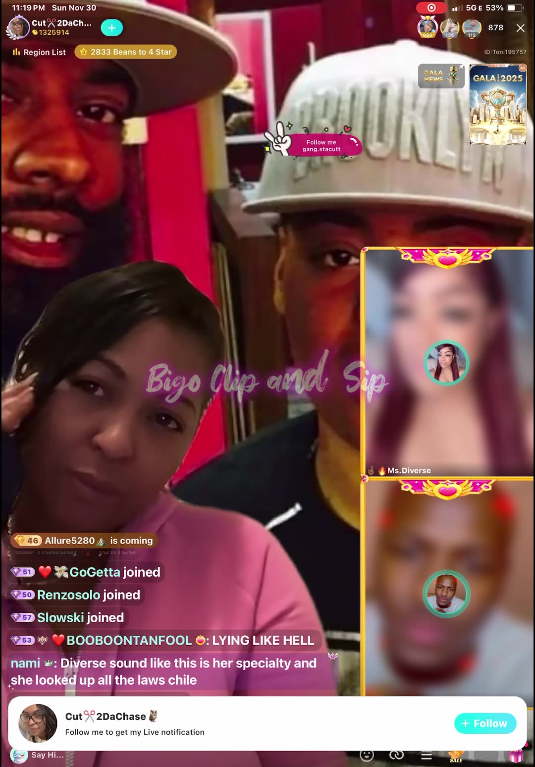 Cut2DaChase n Ace discuss Holly n TomiKay-leaks Ms Diverse new agency 11/30/25 #bigoclipandsip