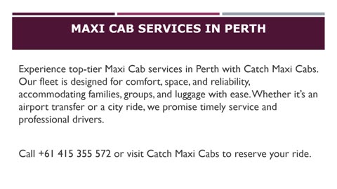 Maxi Cab Services in Perth