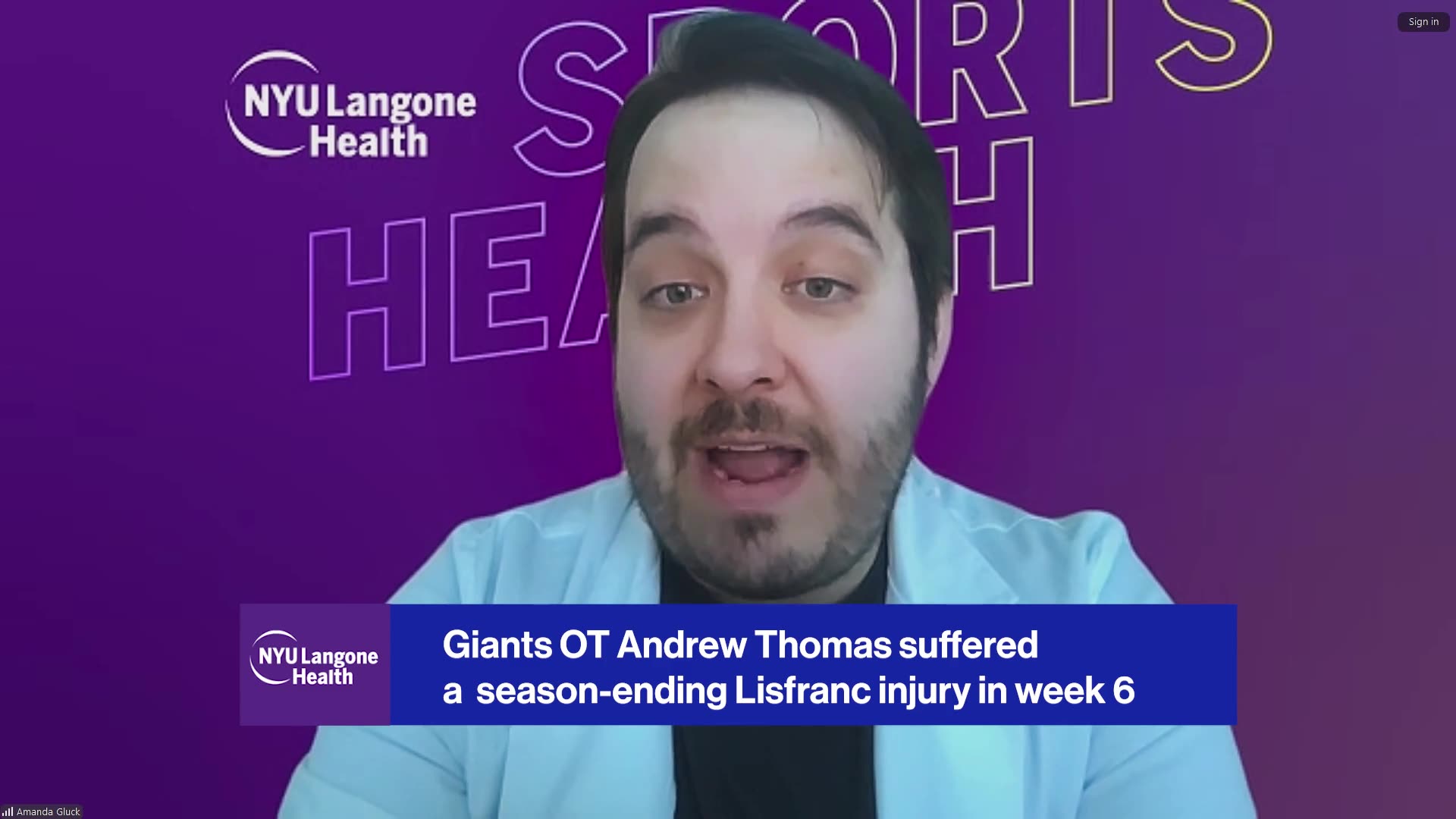 NYU Langone's Daniel J. Kaplan, MD explains Andrew Thomas' recovery from Lisfranc surgery