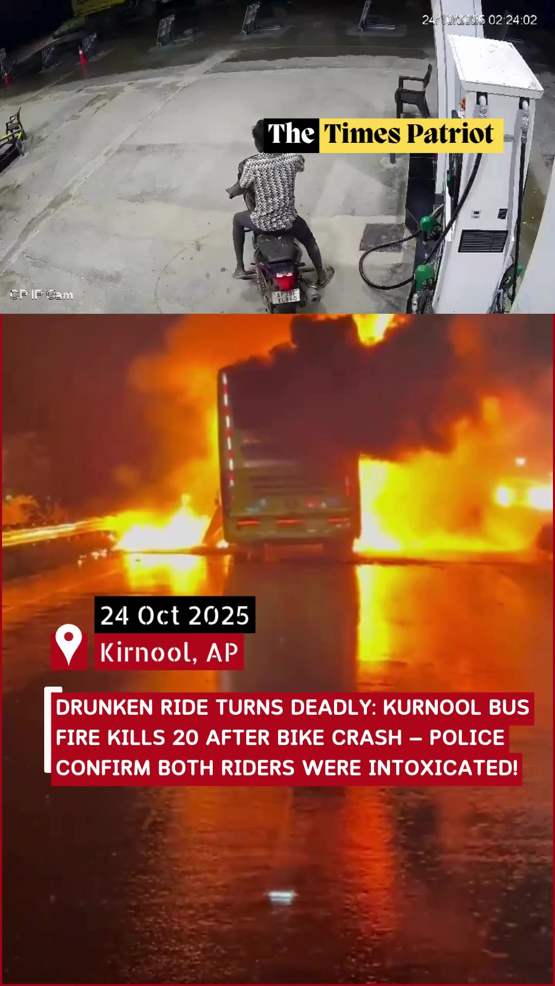Drunken Ride Turns Deadly: Kurnool Bus Fire Kills 20 After Bike Crash