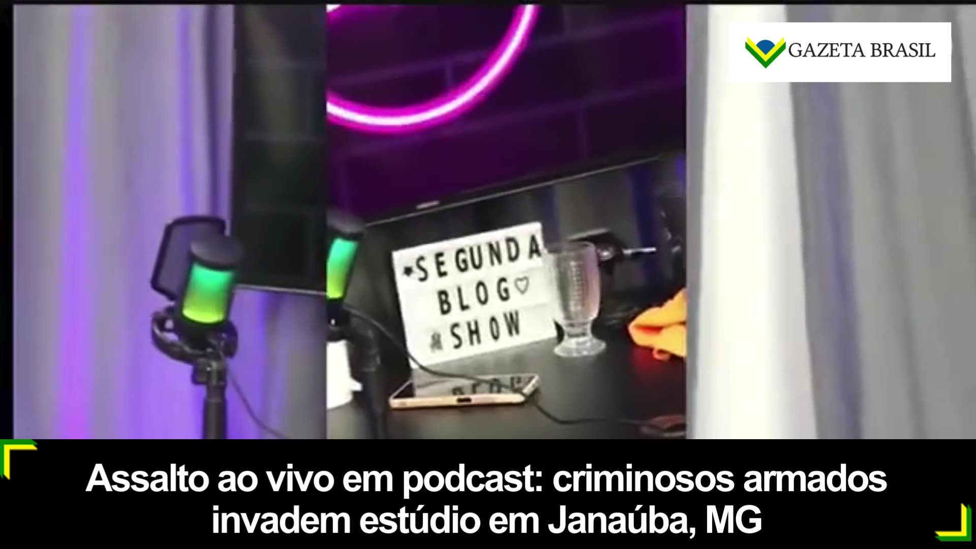 Assalto ao vivo em podcast: criminosos armados invadem estúdio em MG