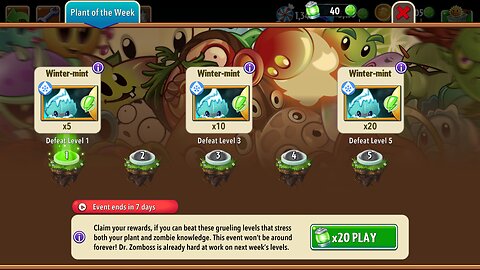 Plants vs Zombies 2 - Plant of the Week - Winter-Mint - January 2025