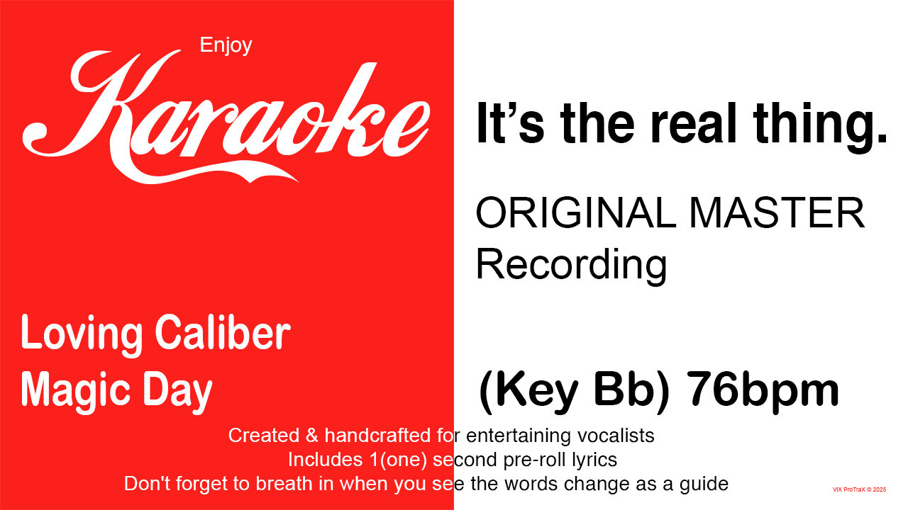 Loving Caliber - Magic Day (Key Bb) 76bpm (2025) Karaoke