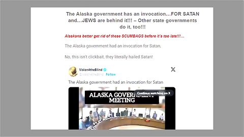 The Alaska government has an invocation…FOR SATAN and…JEWS are behind it!!!