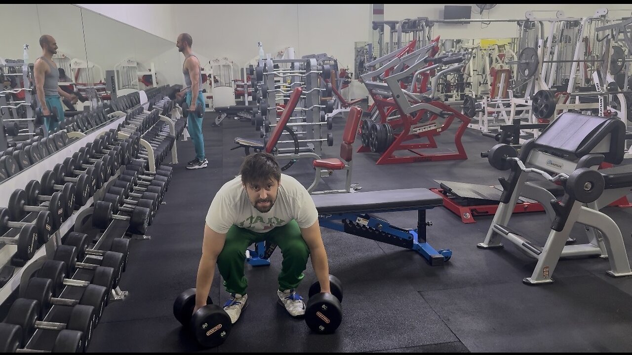 DB Deadlifts 80LBs (Each Arm) 8 Reps