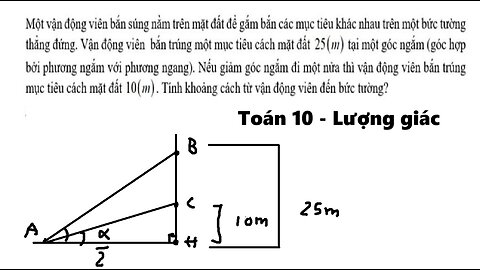 Toán 10: Một vận động viên bắn súng nằm trên mặt đất để ngắm bắn các mục tiêu khác nhau
