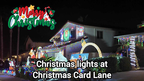 Festive Christmas lights at Christmas Card Lane in San Diego