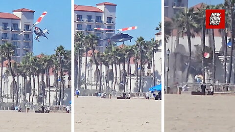 Helicopter spirals out of control in terrifying scene on Hunting Beach