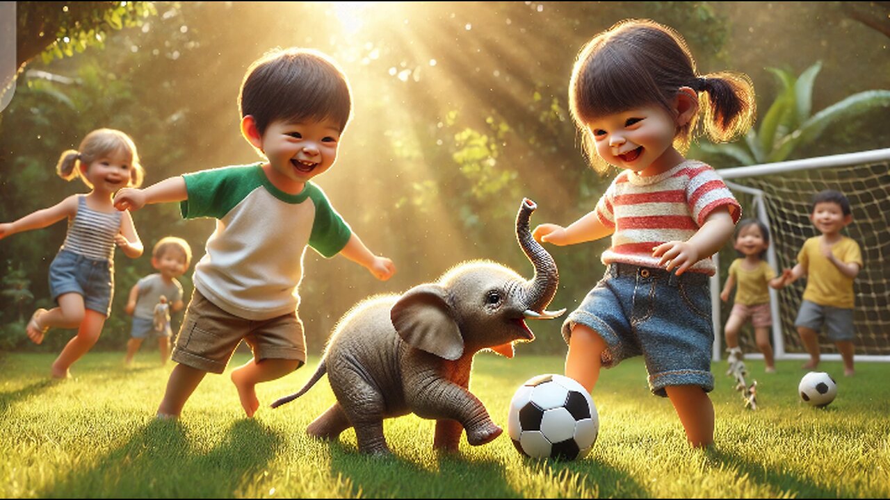 Cute child playing with small animals