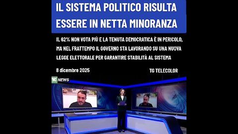 TG TELECOLOR: "Il SISTEMA POLITICO È IN NETTA MINORANZA: IL 62% NON VOTA PIÙ E LA TENUTA DEMOCRATICA È IN PERICOLO" 8 dicembre 2025