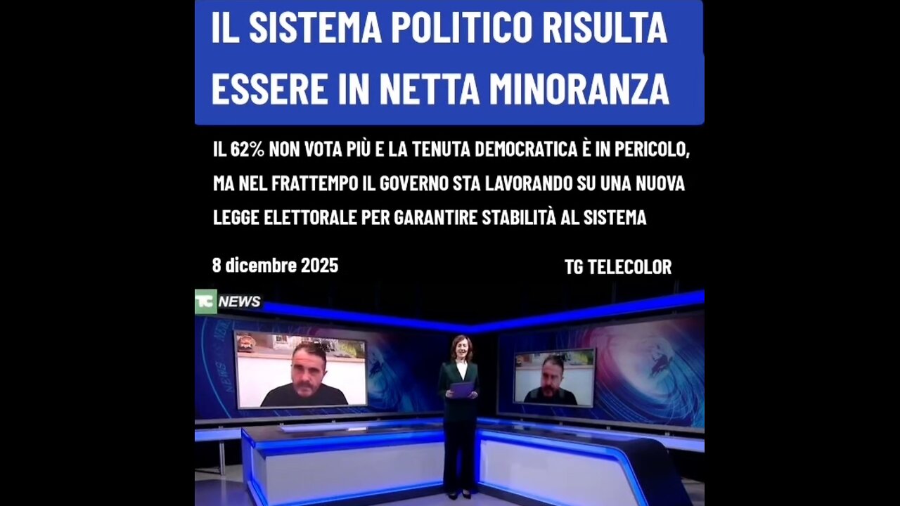 TG TELECOLOR: "Il SISTEMA POLITICO È IN NETTA MINORANZA: IL 62% NON VOTA PIÙ E LA TENUTA DEMOCRATICA È IN PERICOLO" 8 dicembre 2025