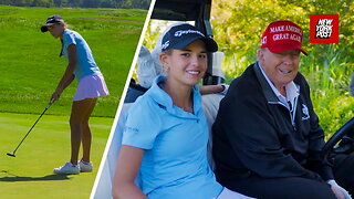 Watch granddaughter Kai play golf with 'grandpa' Trump in rare glimpse of President's family