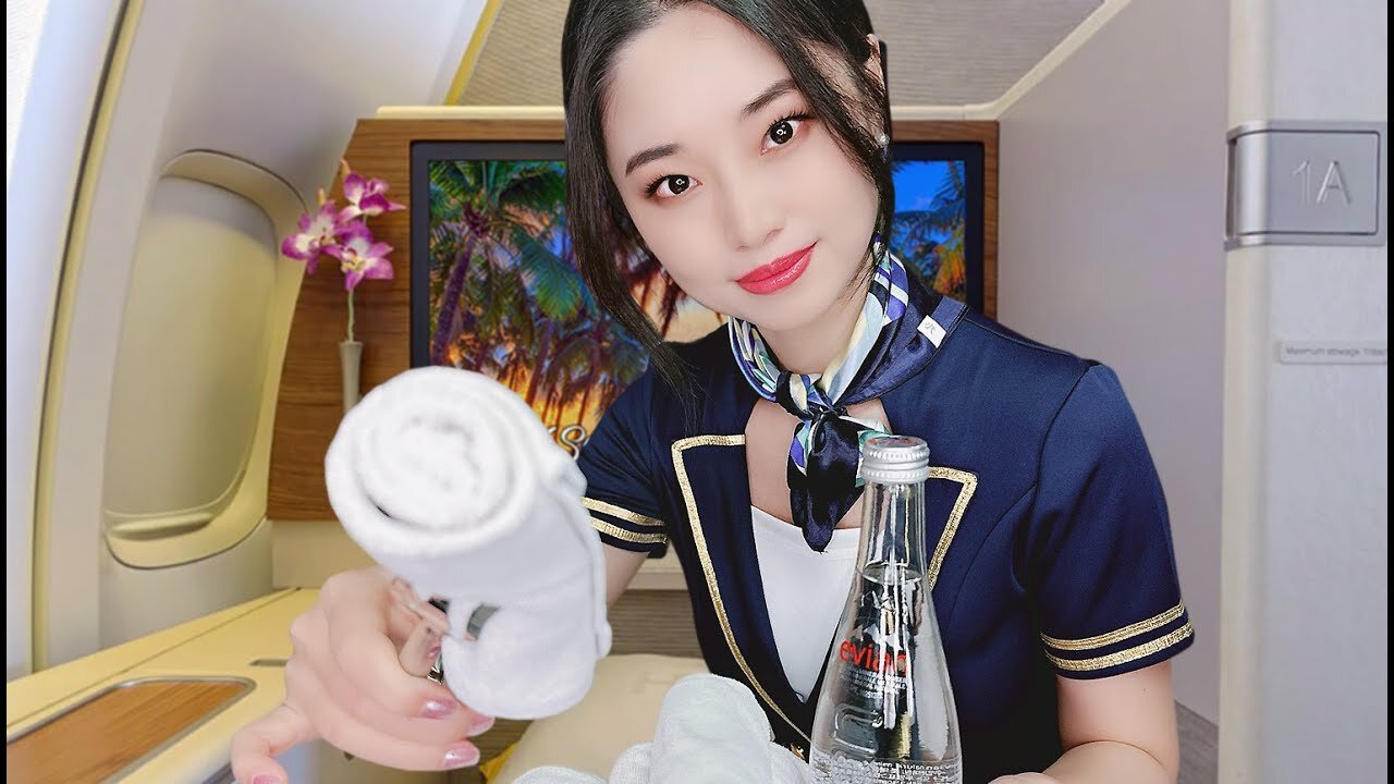 [ASMR] First Class Flight Attendant ~ Overnight International Flight
