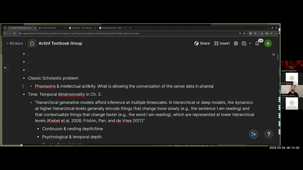 ActInf Textbook Group ~ Cohort 6 ~ Session 5 (Chapter 3, Part 1) ~ 2/26/2024