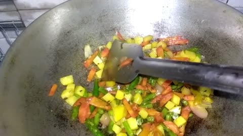 Mixed vegetable fried rice indian cooking