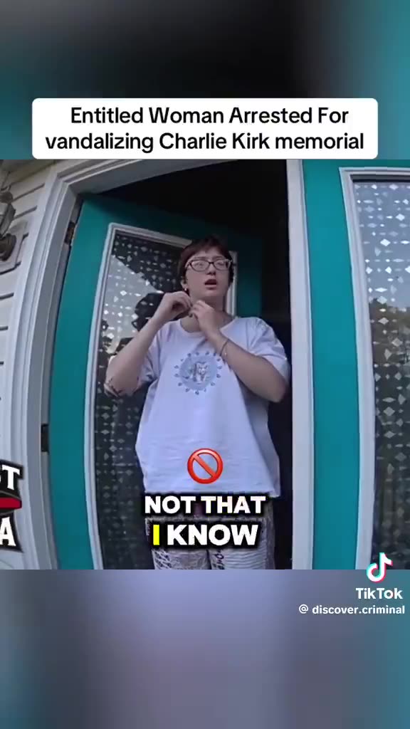 Liberal woman arrested for vandalizing Charlie Kirk memorial LOVE TO SEE IT!!!! 🔥👇🏼