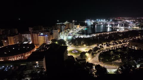 Málaga from Above at Night 🌃✨ Stunning Aerial City View [4K]