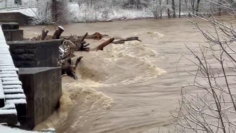 Major flood Indian Creek in Corydon, Indiana just outside of Louisville