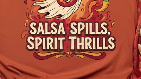 Spilled salsa never looked this good… would you rock this fiery ghost tee? #spookyseason