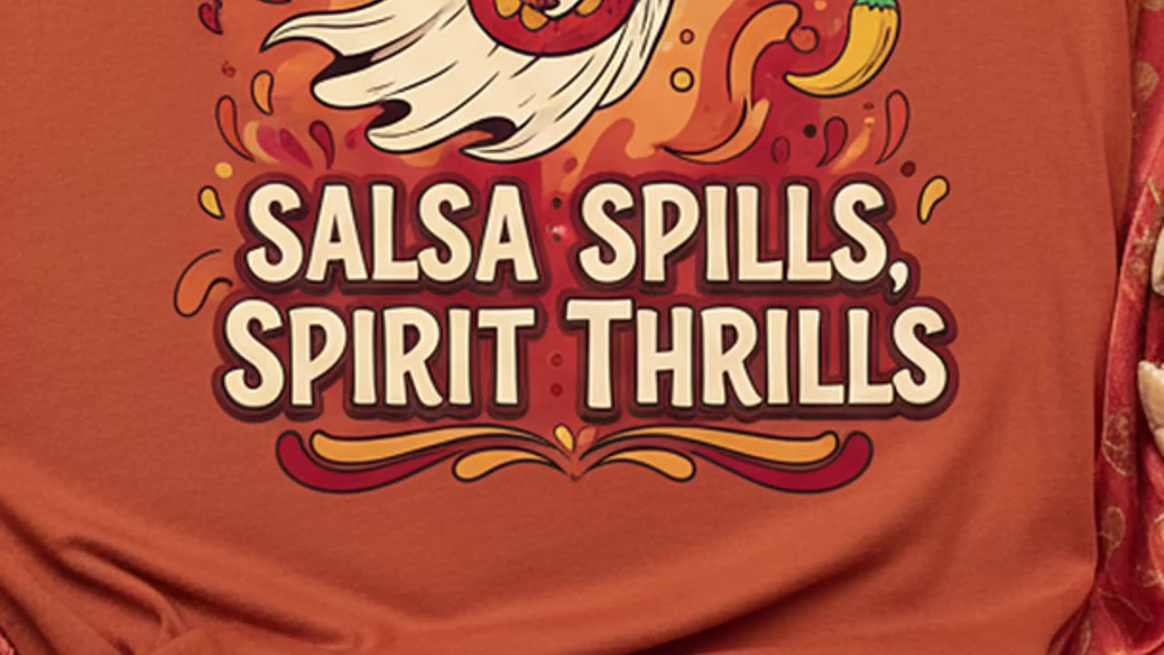 Spilled salsa never looked this good… would you rock this fiery ghost tee? #spookyseason