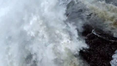 Waves crashing against the shore