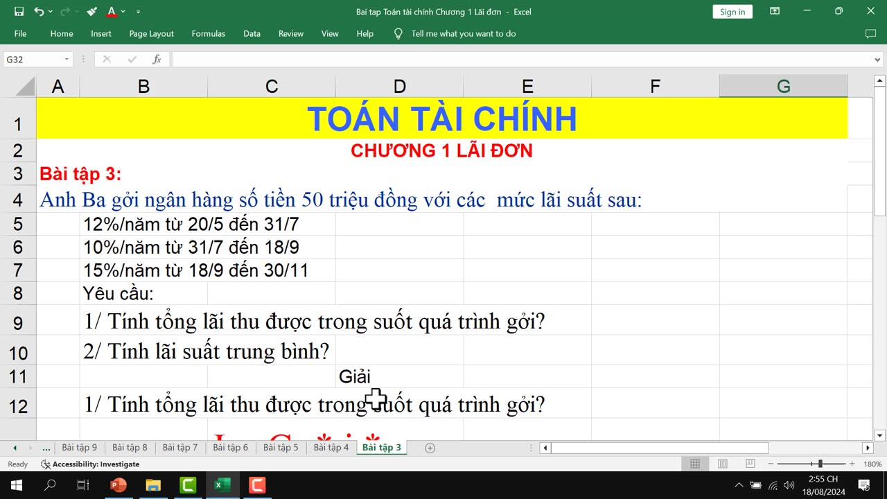 Bài tập 3 chương 1 Lãi đơn Toán tài chính