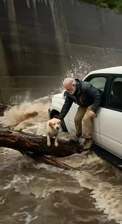 Kind Man Saves a Golden Retriever Pup