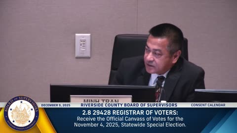 Minh Tran Statement: Riverside Election Integrity 12/9/2025