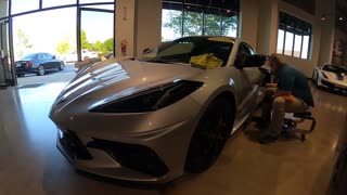 Ceramic Coting a Corvette C7 on the Showroom Floor in Atlanta GA