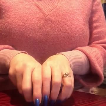 Sea blue painted nails