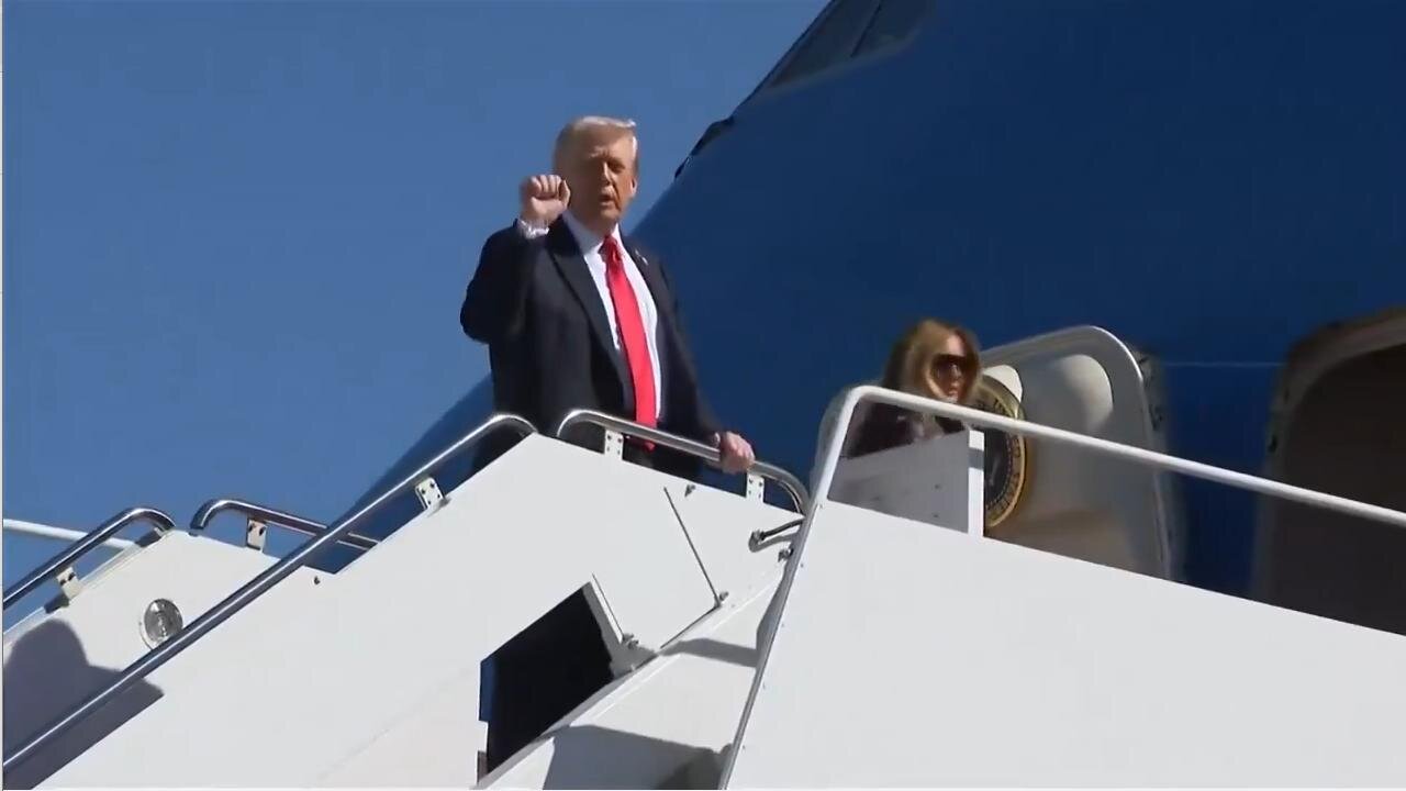 BREAKING: President Trump & Melania board AIR FORCE ONE en route to Navy 250th celebration in Norfolk, Virginia