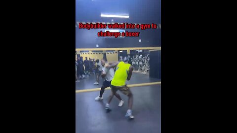 Body builder walked in the gym and challenge a boxer