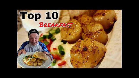 Gourmet Breakfast: Fresh Scallops, Cheese Grits, Over Easy Egg & Fresh Ciabatta Toast