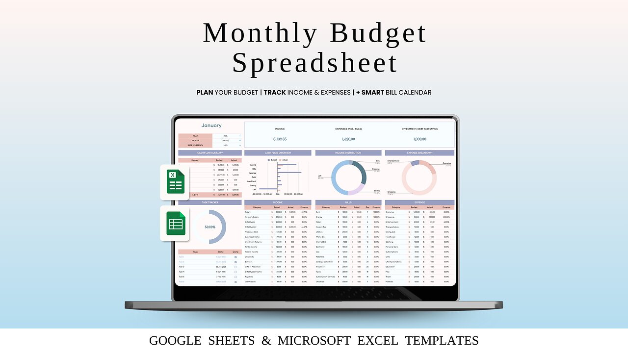 How to Use a Monthly Budget Spreadsheet | Step-by-Step Tutorial