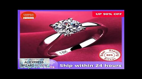 With Certificate Luxury 18K White Gold Rings100% Solid Silver 925 Ring High Review