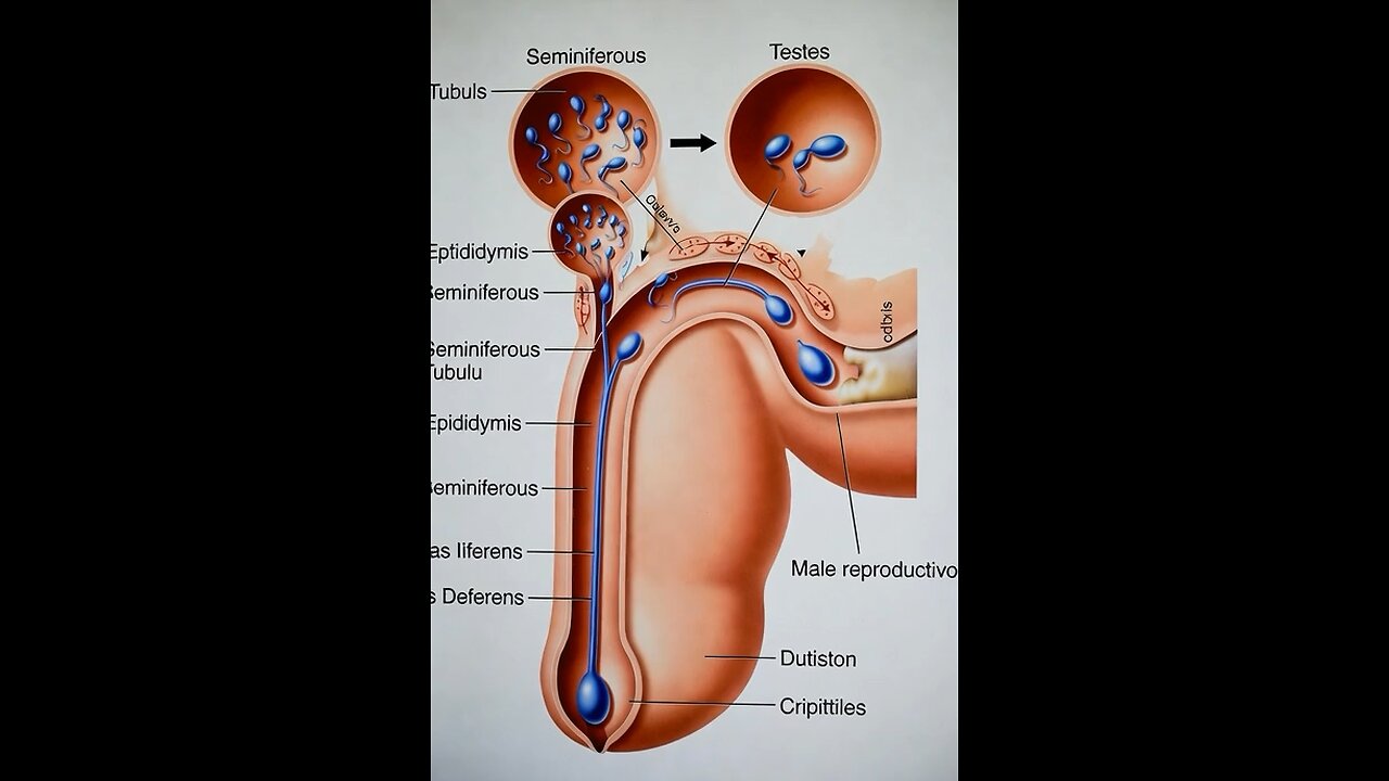 Male sperm production 3D animation