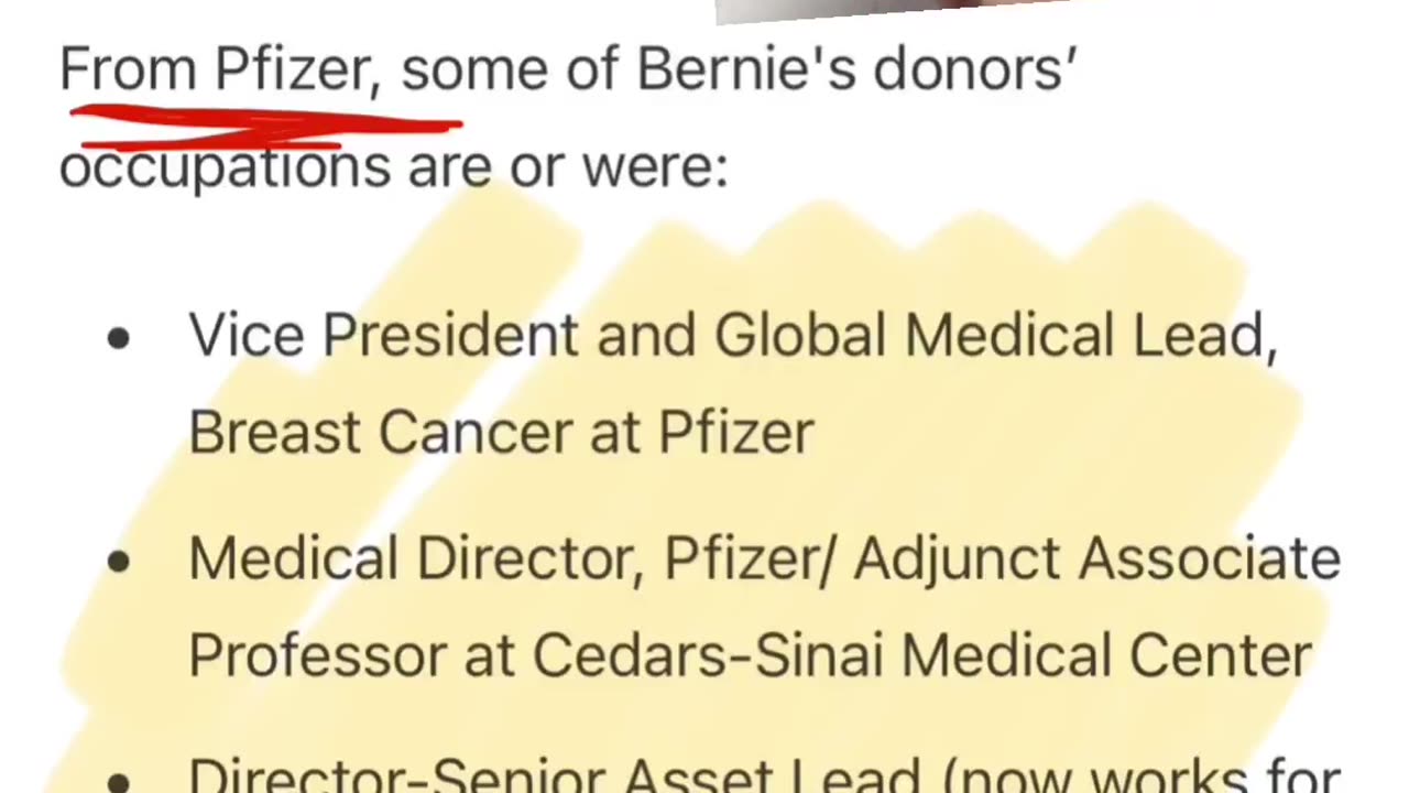 Bernie Sanders claims to have only taken donations from Big pharma workers, not executives.