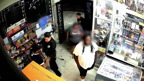 LAPD officers arrest suspect after a shootout inside a liquor store