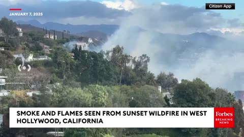 Sunset Wildfire Causes Flames And Smoke To Spread Across West Hollywood, California