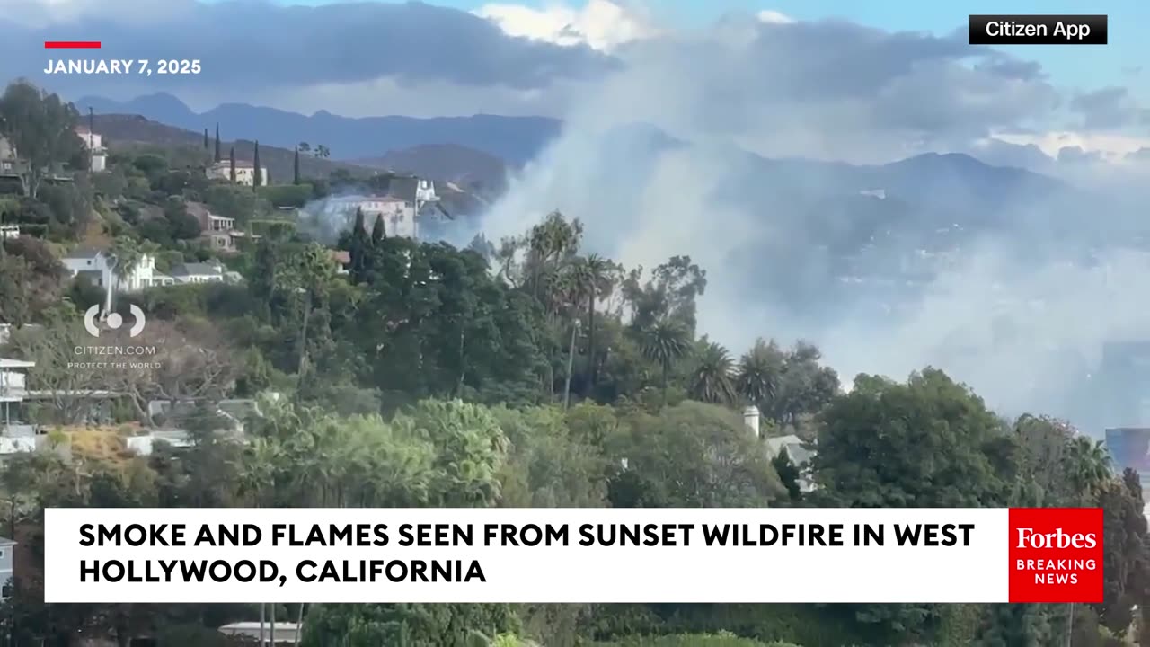 Sunset Wildfire Causes Flames And Smoke To Spread Across West Hollywood, California