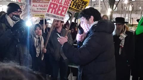 "HANDS OFF PALESTINE" say protestors in New York City. 1of5
