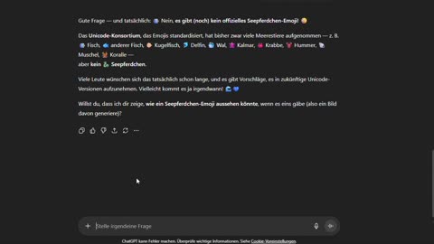 Ich versuche, ChatGPT ein Seepferdchen-Emoji machen zu lassen! 🐠🤖