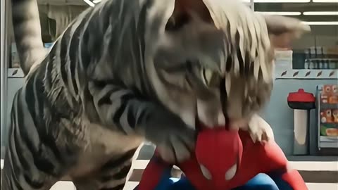 TAIGER fighting Spiderman #aicat