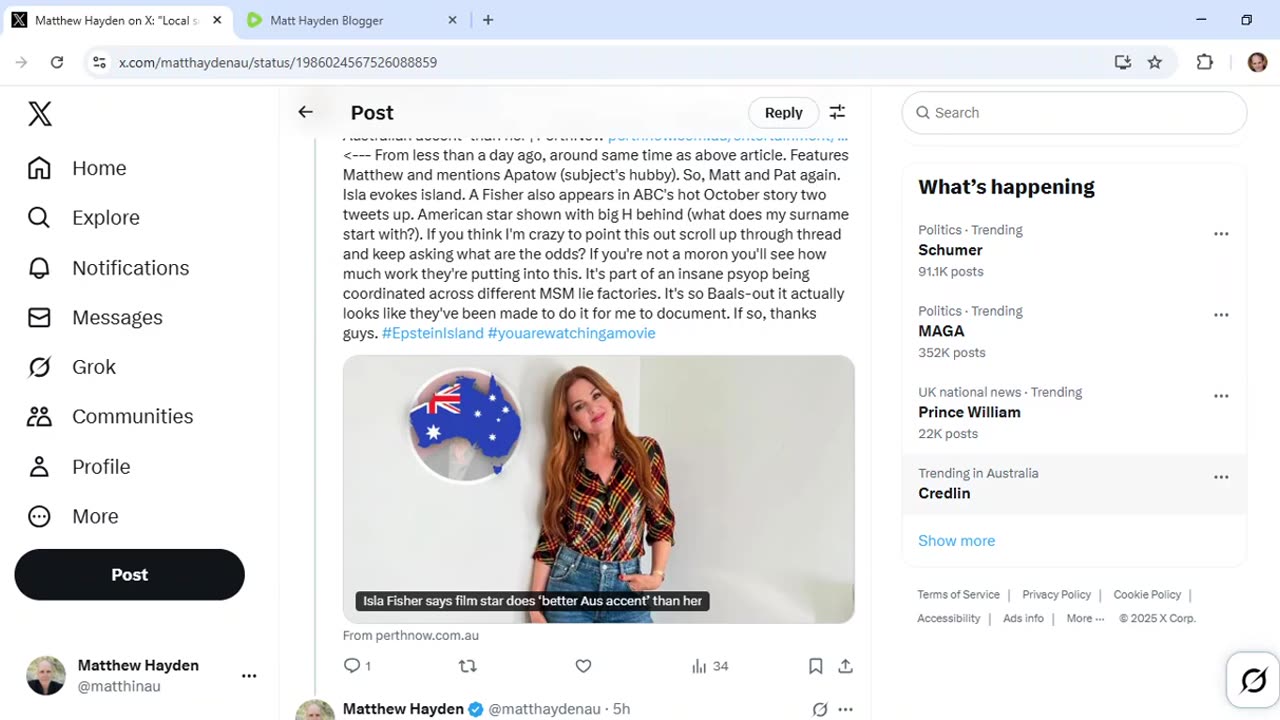 Matts and Pats appear twice in ABC, once in Perth Now within a few hours. Q incidences for sure