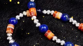 修正----GN-20241226-01 Genuine natural Blue lapis lazuli beaded necklace and spiny oyster Smooth