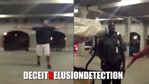 A black security guard is arrested after a confrontation in the parking garage and fires a gun at Hispanic men