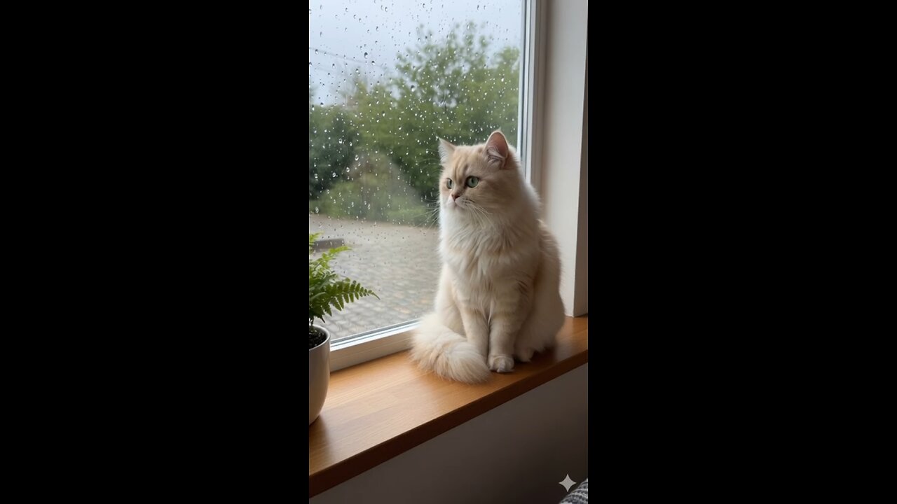 When your cat falls in love with the rain ☔💖