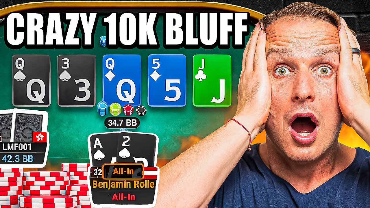 HUGE Bluff - Approaching a $10,000 Bubble - Will he fold?